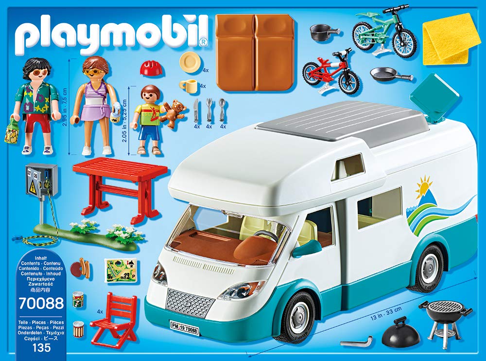 Playmobil Family Camper Vehicle Playset - Standard Size, Orange/Red, Model 70088, Plastic Material