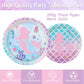 122Pcs Mermaid Birthday Party Supplies Mermaid Party Decorations Set Includes Plates, Napkins, Forks, Cups, Tablecloth, Banner F
