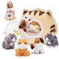 OUOZZZ Cat Stuffed Animal House – Plush Kitten Toy Set with 4 Soft Cats, Interactive, Portable Playset for Kids, Made of Polyester