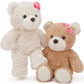 Muiteiur 2 Packs Teddy Bears Bulk, 13.8 Inch Teddy Bear Set with Pink Rose & Bow - No Mouth, Soft Plush Stuffed Animals, for Kid