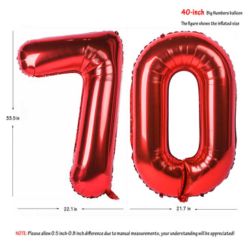 40 In Red Number Balloons Helium Foil Mylar Balloon Birthday Party Banquet Decoration Digital 70