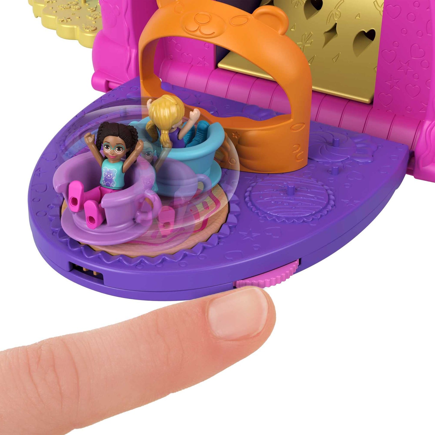 Polly Pocket Gumball Bear Travel Toy Playset with 2 Micro Dolls & 26 Accessories, Multicolor, Model HJN90, Plastic