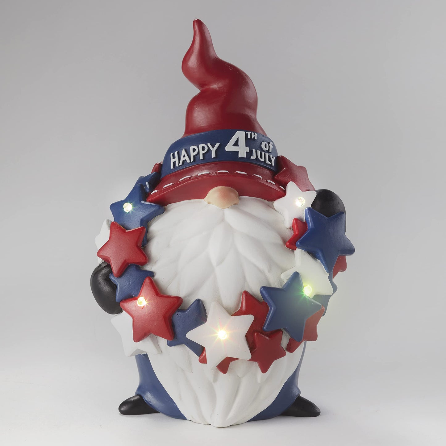 Lighted Color-Changing Americana Gnome