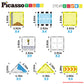 PicassoTiles Magnet Tiles Magnetic Building Blocks with 8 Construction Vehicles Crank Truck Excavator Bulldozer Road Roller Conc