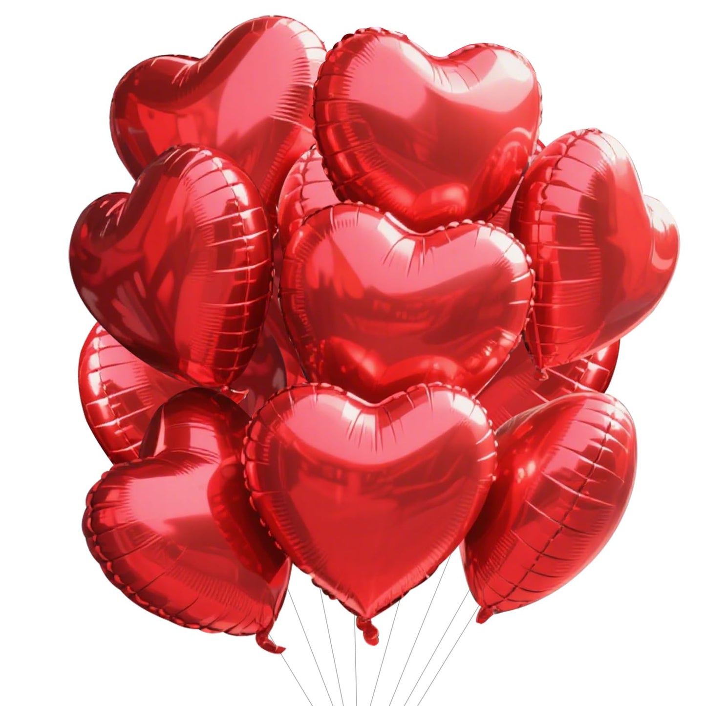 TONIFUL 15Pcs 18 Inch Red Heart Balloons Valentines Day Heart Shape Foil Mylar Balloons Decoration for Romantic Valentine s Day