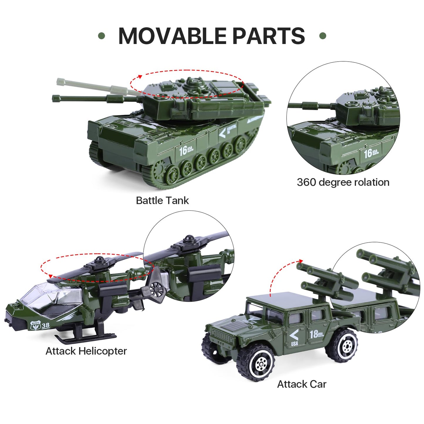 26 Pack Diecast Military Vehicles Set,6 Pack Assorted Alloy Metal Models Car Toys And 20 Pack Soldier Army Men,Mini Army Toy Tan