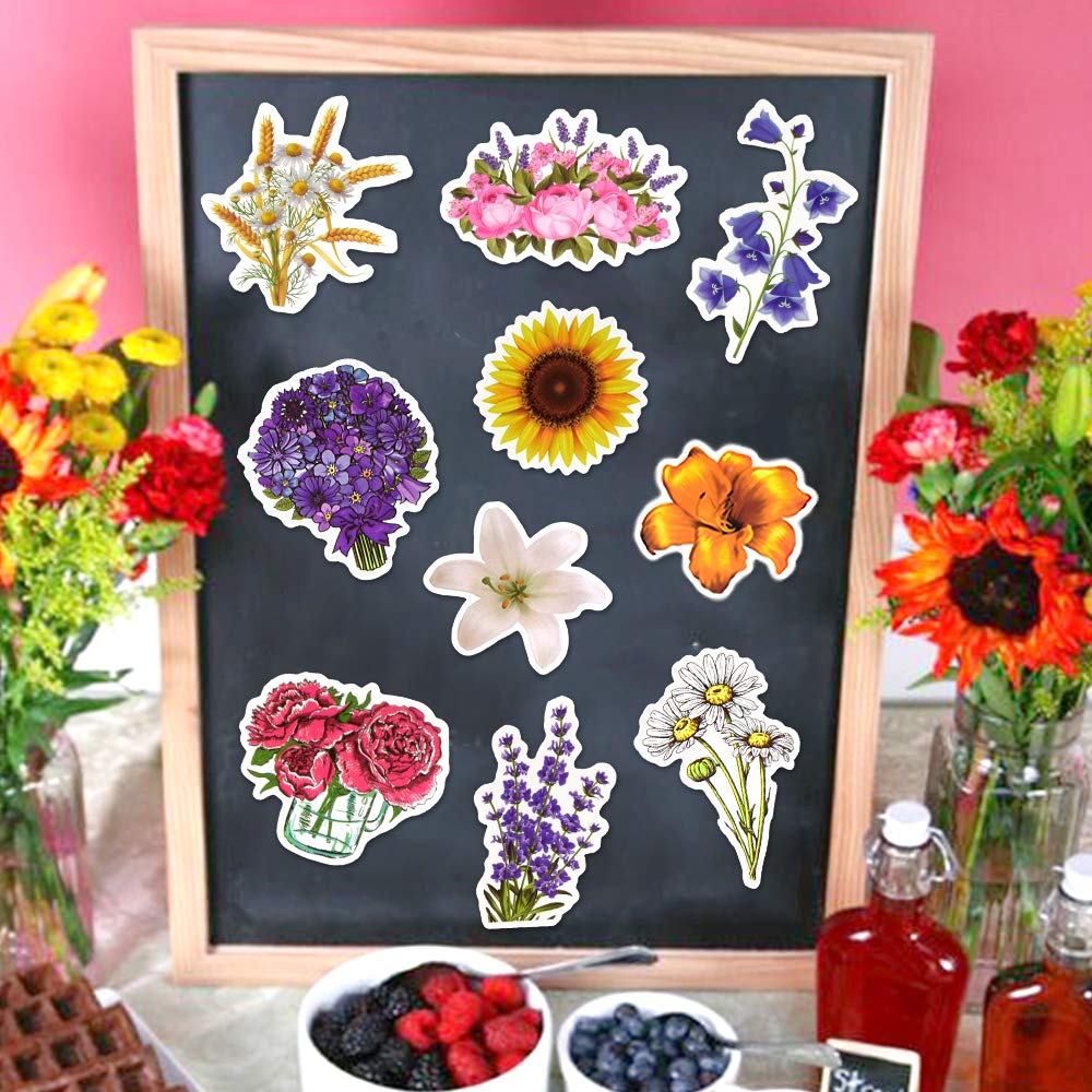 Flower Stickers For Scrapbooking Flower Stickers For Water Bottles Flower Stickers Flower Vinyl Stickers Floral Stickers(50 Pcs)