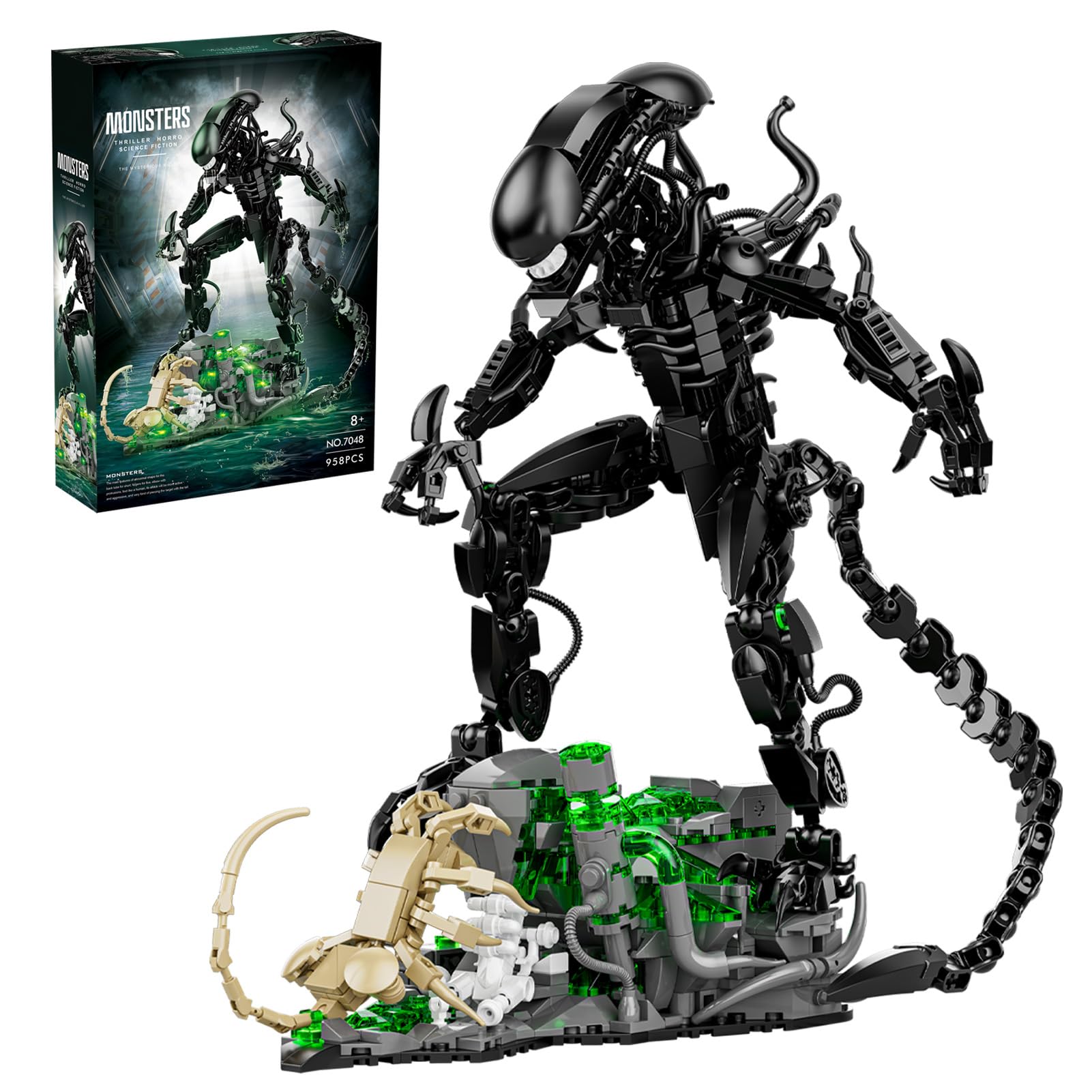 Xenomorph Action Figure Building Set Compatible with Lego Set for mature-themed Horror Gifts for Fans Birthday Christmas for Boys Girls Age 8-958 Pcs