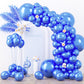 Voircoloria 130Pcs Metallic Blue Balloons Different Sizes 18'' 12'' 10'' 5'' Chrome Blue Latex Balloon Garland Arch Kit For Birt