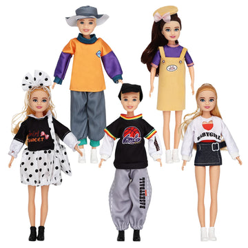 Onest 5 Sets 9 Inches Fashion Girl Dolls Include 5 Pieces Girl Fashion Dolls, 5 Pieces Handmade Doll Clothes, 5 Pairs Of Doll Sh