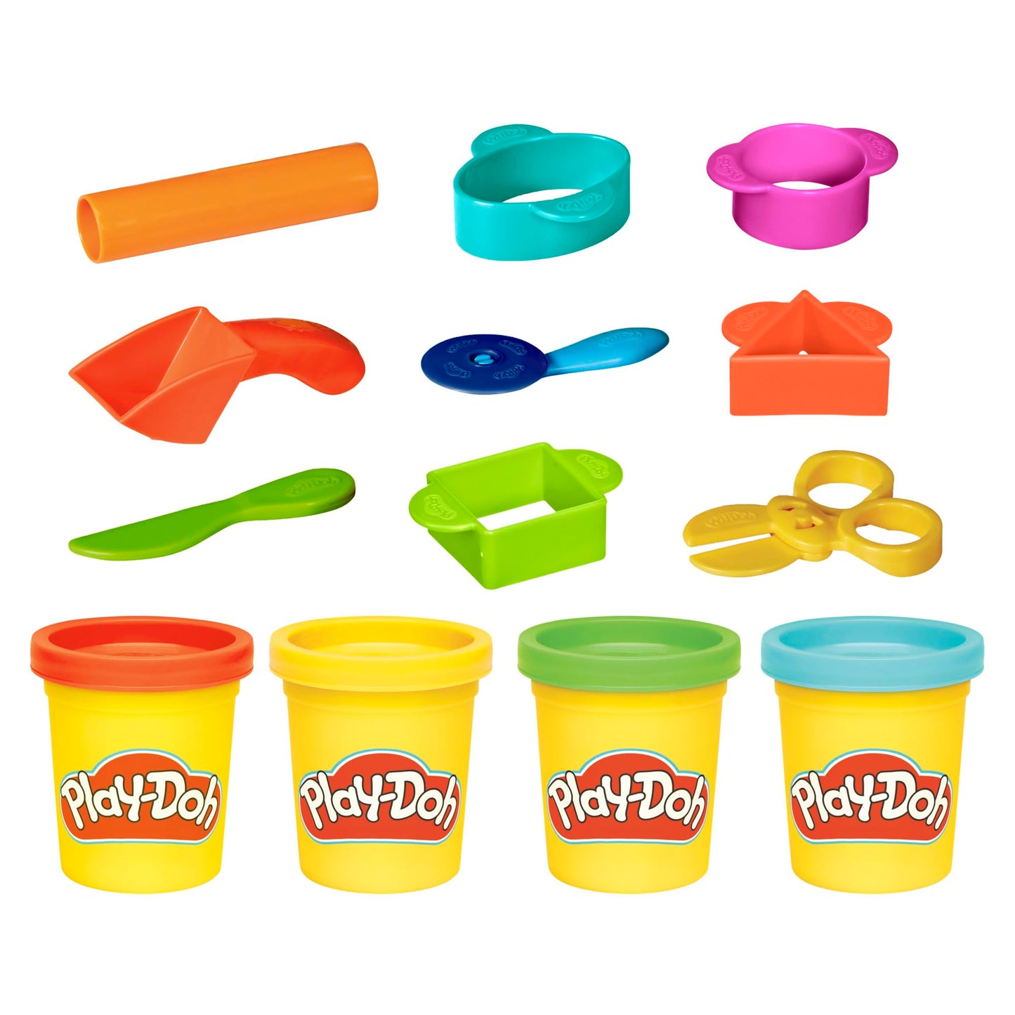 Play-Doh Starter Set 9-Piece Kit with Storage Tote & 4 Modeling Compound Cans, Arts and Crafts Toys for Kids 3 Years & Up, Presc