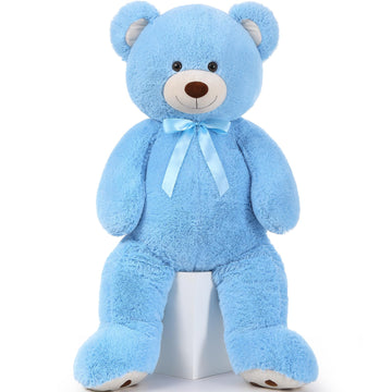 Morismos Giant Teddy Bear Stuffed Animal 4Ft, Big Teddy Bear Plush For Baby Shower, Life Size Stuffed Bear Gifts For Kids, Girls, Girlfriend, Women On Valentine, Christmas, Birthday(Blue)
