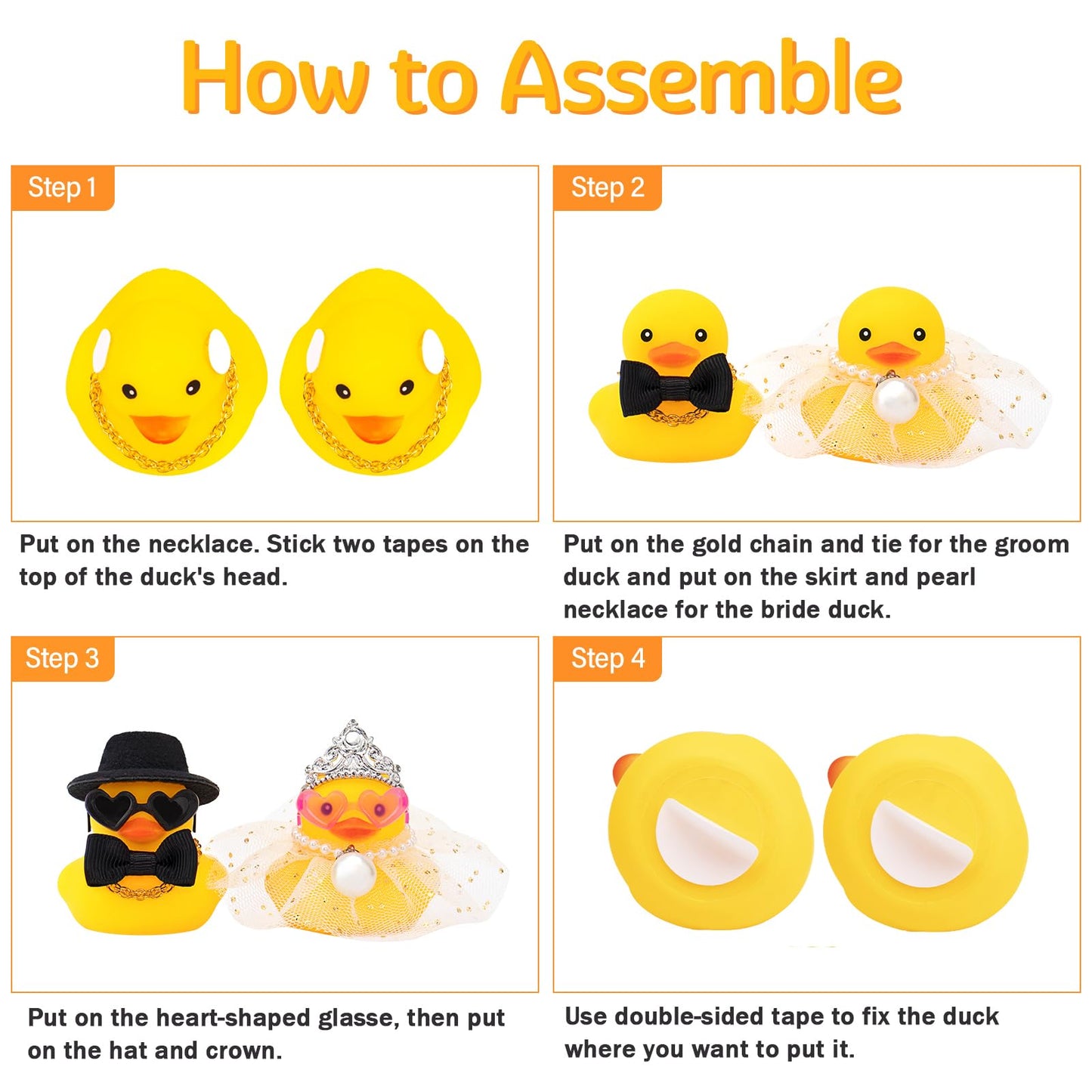 wonuu Pair Set of 2 Wedding Rubber Ducks  Bride Groom Duckies Marriage Rubber Duck Mini Couple Ducky for Ceremony Gift Souvenir Marry Blessings Elegant Heartwarming Present  White