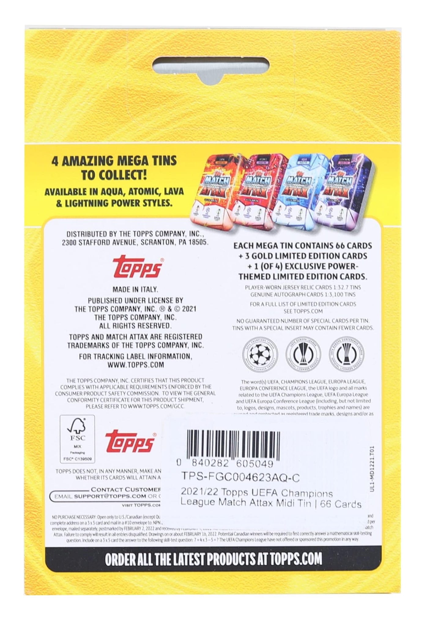 2021/22 Topps Uefa Champions League Match Attax Mega Tin | Aqua