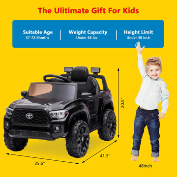 Hipicute Officially Licensed Toyota Tacoma Car, 12V Battery Powered Electric Car With Remote Control, Spring Suspension Safety B