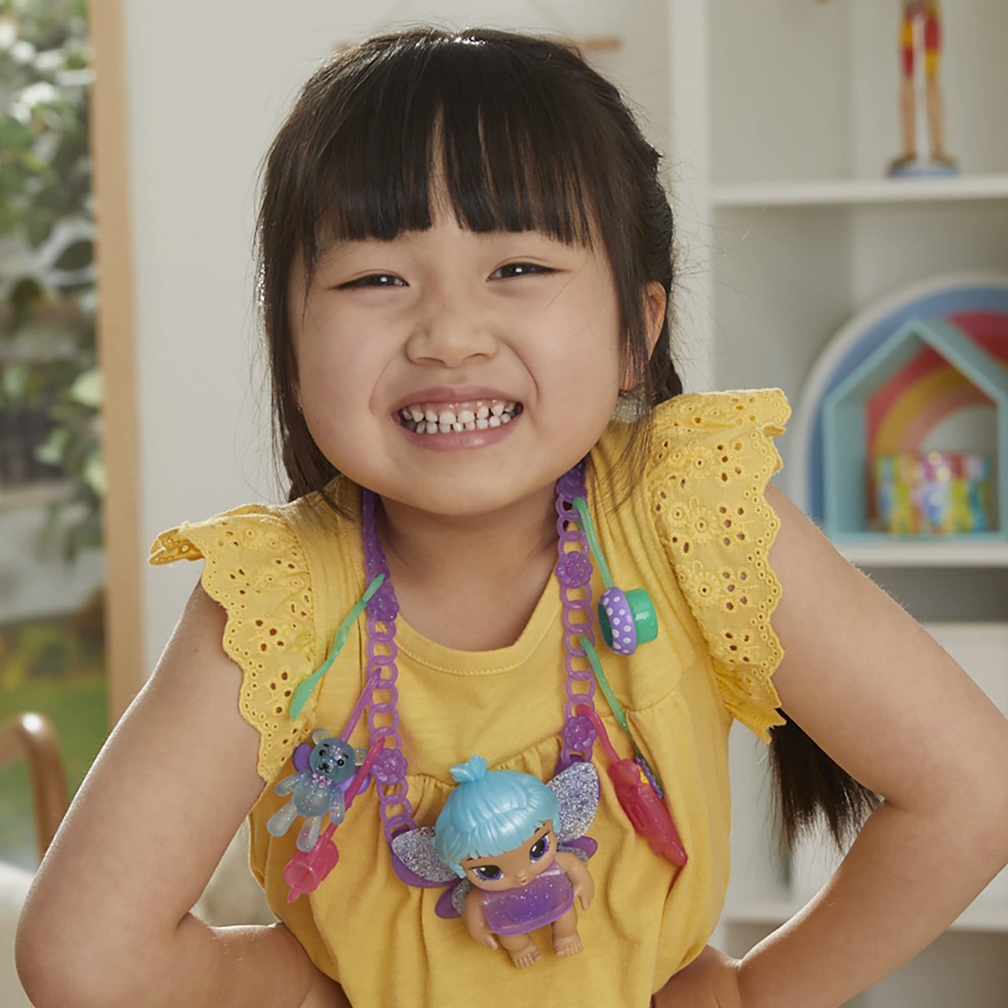 Baby Alive Glo Pixies Minis Doll, 3.75-Inch Lilac Pearl with Necklace & Carrier, Model F5844