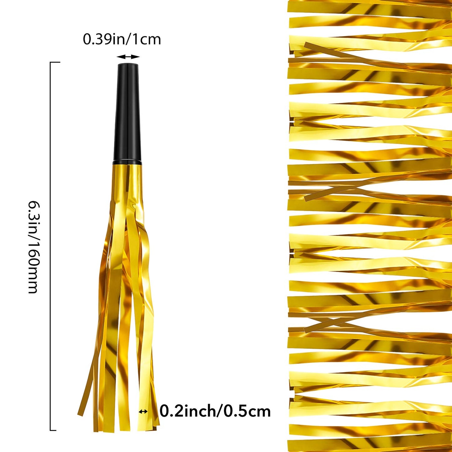 Sumind 24 Pieces Gold Noise Makers Glitter Noise Makers Metallic Fringed Party Blowers for Adults Birthday Graduation Sporting E