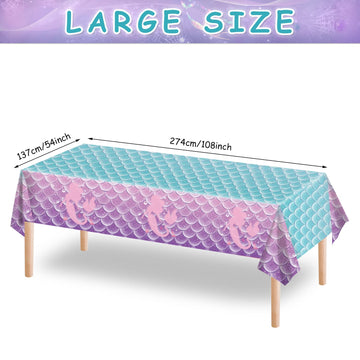 1Pcs Mermaid Birthday Party Favors Mermaid Tablecloth Decorations Disposable Plastic Table Cover For Princess Under The Sea Baby