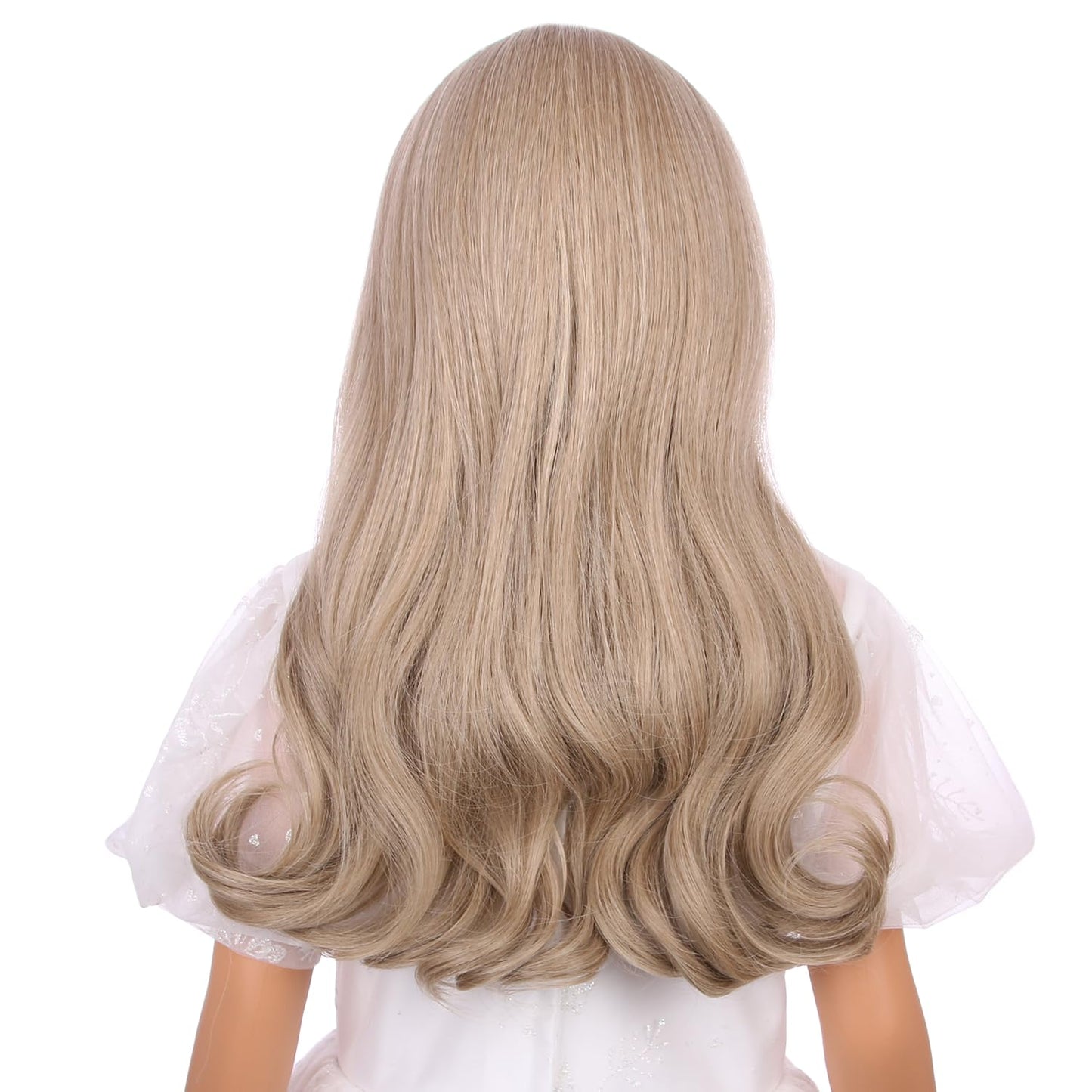 Wavelnm Kids Blonde Wig With Bangs Ash Blonde Child Wig Girls Long Wavy Curly Dirty Blonde Wig For Kids Synthetic Wigs With Wig