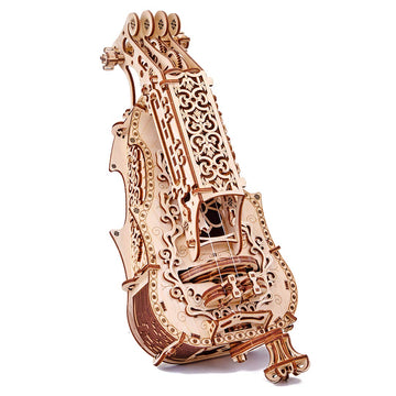 Wood Trick Lyra Da Vinci 3D Wooden Puzzle For Adults And Kids To Build - Hurdy Gurdy Kit Musical Instrument - Wood Model Kit