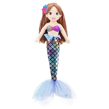 June Garden 18'' Sparkly Mermaid Tifara - Soft Plush Stuffed Mermaid Doll Gift For Toddler Girls