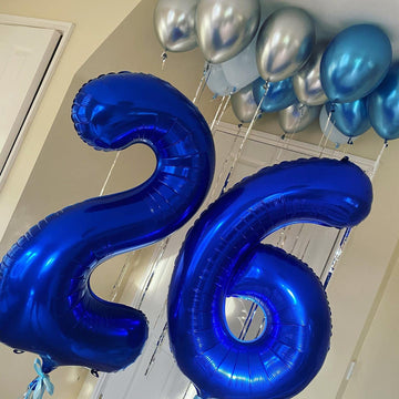 40 Inch Navy Blue 60 Number Balloons Giant Jumbo Huge 60 Foil Mylar Helium Number Digital Balloons Dark Blue Birthday Mylar Digi