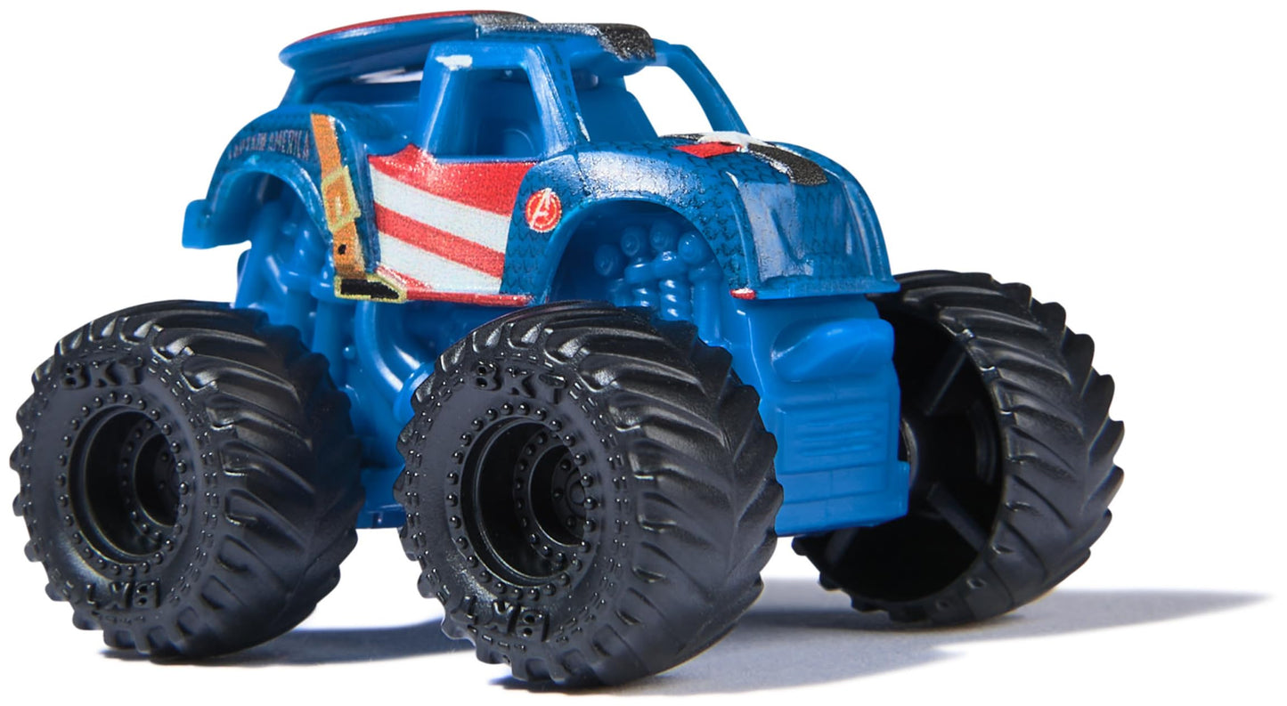 Monster Jam Marvel Mini Truck Set Of 3 With Black Panther, Captain America, Iron Man, Scale 1:87, Robust And With Cool Details,