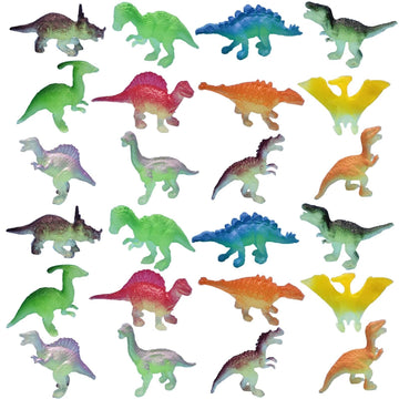 Mini Luminous Dinosaur Toys for Kids 3-5,24 Pack Realistic Toddler Dinosaur Toy Set,Educational Dinosaurs for Kids 3-5,Perfect D