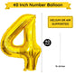 Paticool Gold Number 4 Balloon, 40 Inch Large Number Foil Mylar Balloons For 4Th Girl Boy Birthday Party Celebration Decorations