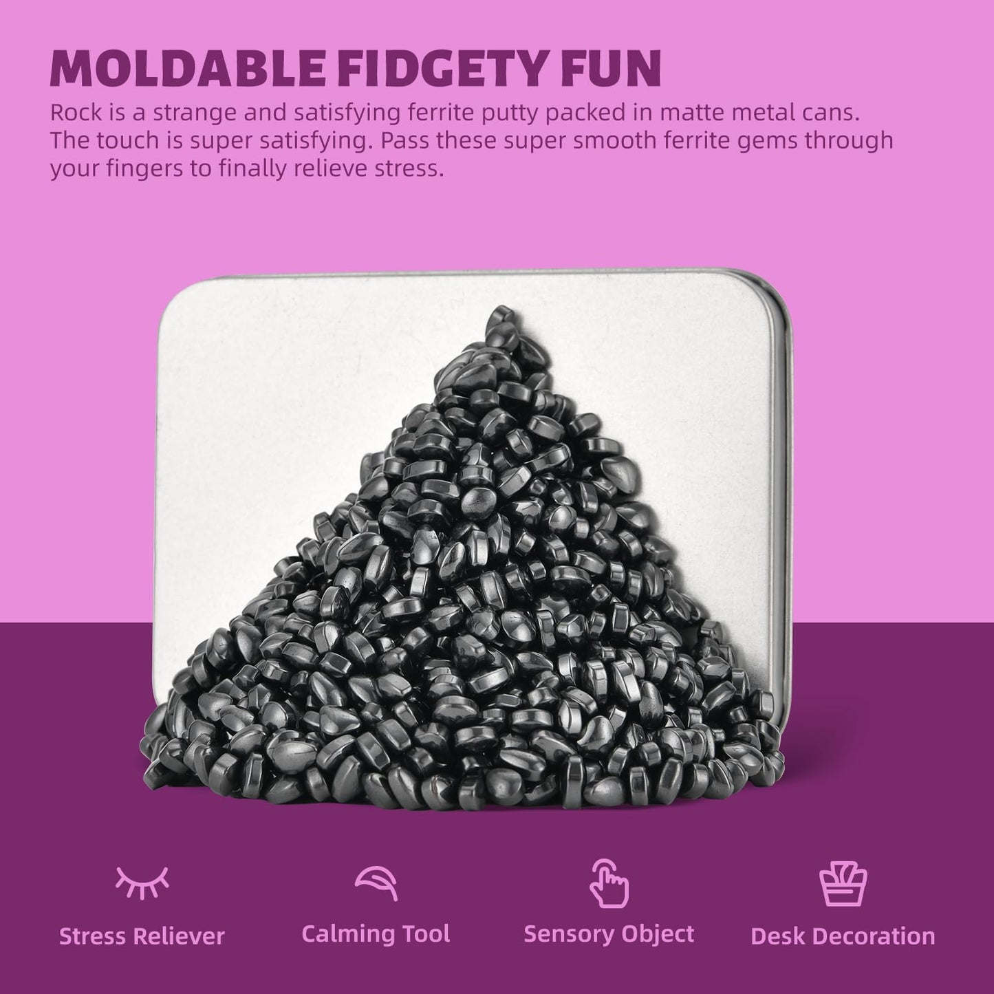 Lcvuuk Ferrite Putty Rocks,Black More Than 600 Weak Magnetic Smooth Ferrite Pebbles, Desk Toys And Time-Killer For Adults