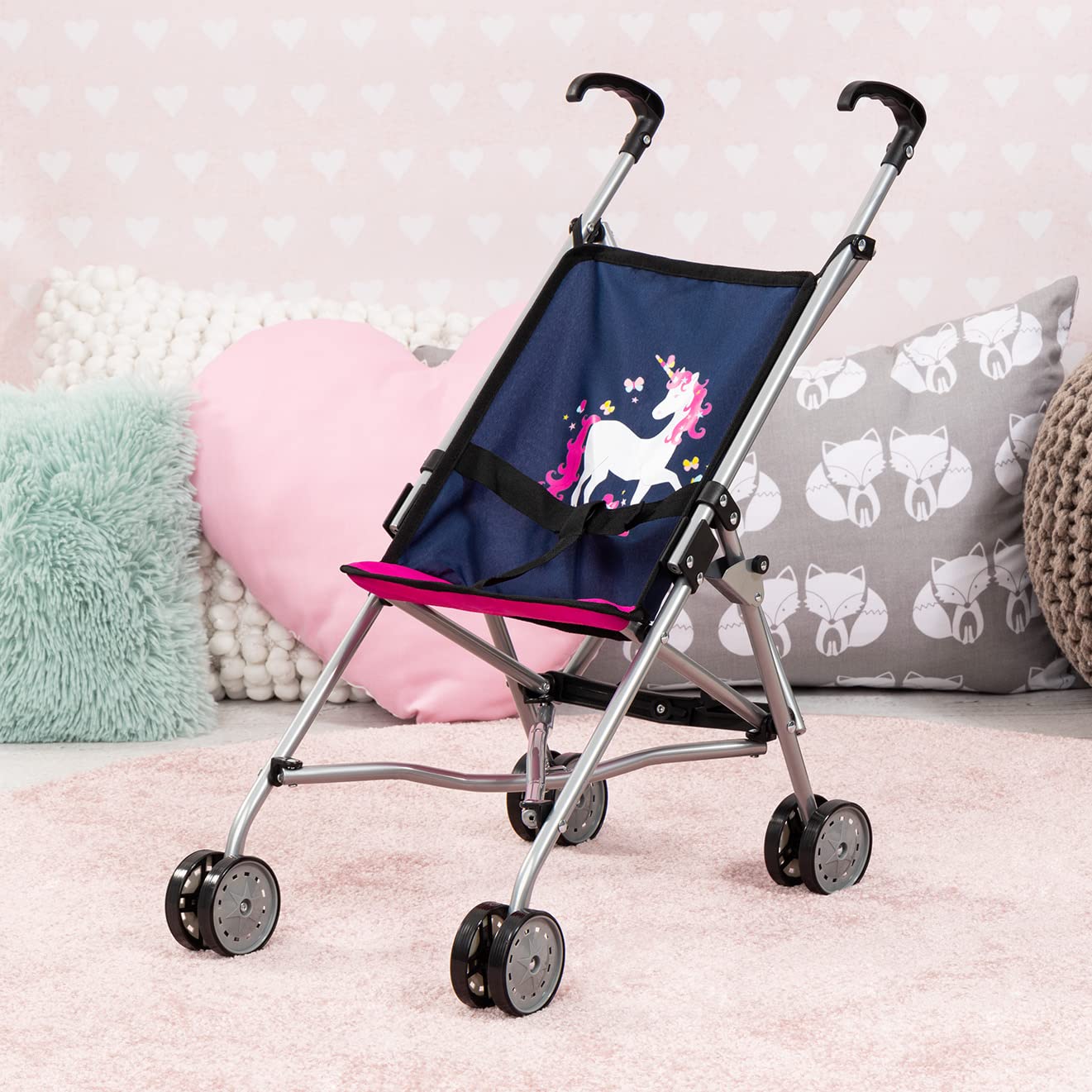 Bayer Design Dolls Buggy For Up To 18'' Dolls,Blue/Pink