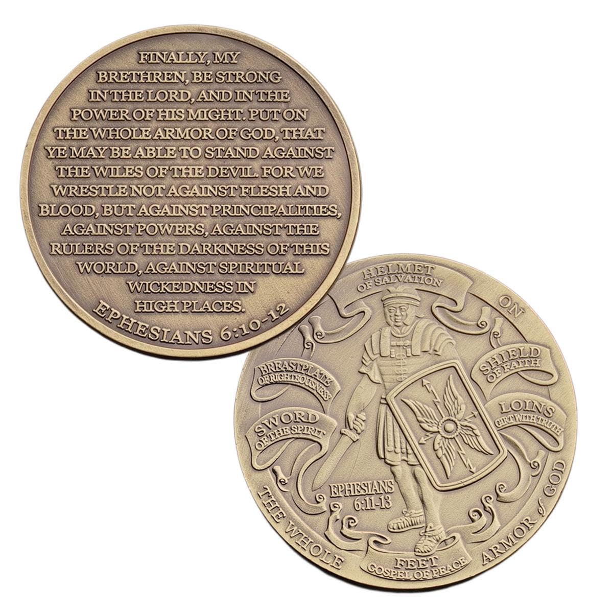 Put On The Full protective covering of God Challenge Coin Bronze Plated