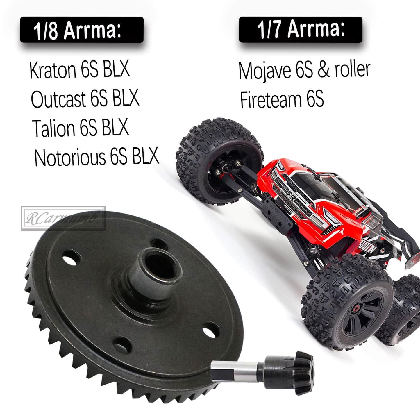 Rcarmumb Main Diff Gear 43T & Main Input Gear 10T Upgrades Part for ARRMA 1/8 Kraton/Notorious/Outcast/Talion 6S BLX,1/7 Firetea