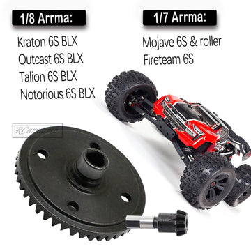 Rcarmumb Main Diff Gear 43T & Main Input Gear 10T Upgrades Part for ARRMA 1/8 Kraton/Notorious/Outcast/Talion 6S BLX,1/7 Firetea