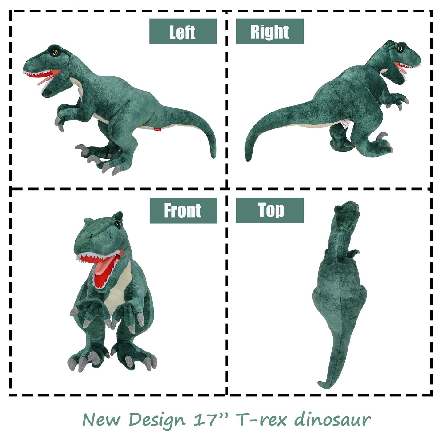 Wilomis Dinosaur Stuffed Animal, 17'' T Rex Dinosaur Plush, Green Dino Stuffed Animal, Tyrannosaurus Rex Dino Plush, Dinosaur To