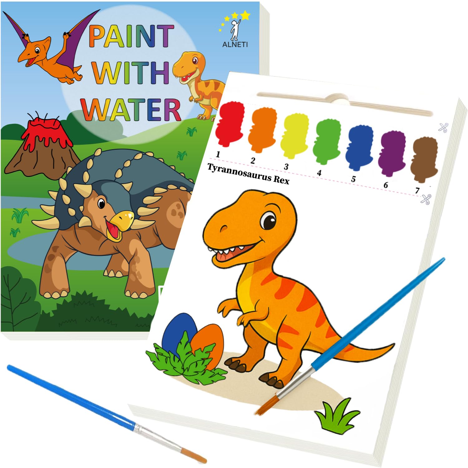 Paint with Water Coloring Books for Toddlers - Watercolor Painting Activities for Kids Ages 3-5 5-7 - Dinosaur Arts and Crafts A