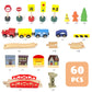 Woodenedu 60Pcs Train Set For Toddlers, Bridge & Double-Side Wooden Train Set Tracks, Fits Brio, Thomas, Melissa And Doug, Kids