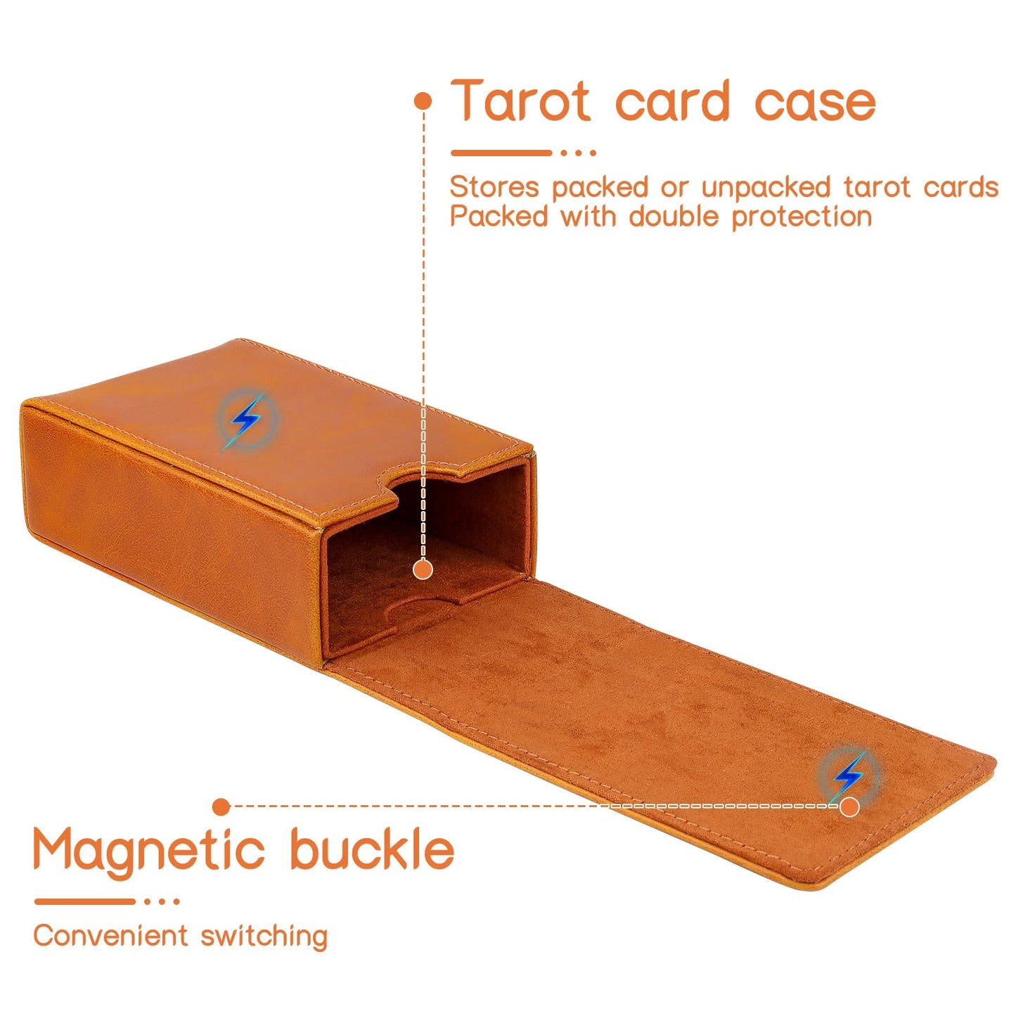 Buweeo Tarot Card Case/Holder, Single Deck PU Leather Card Holder for Most Standard Size Tarot Cards or Playing Cards, Brown