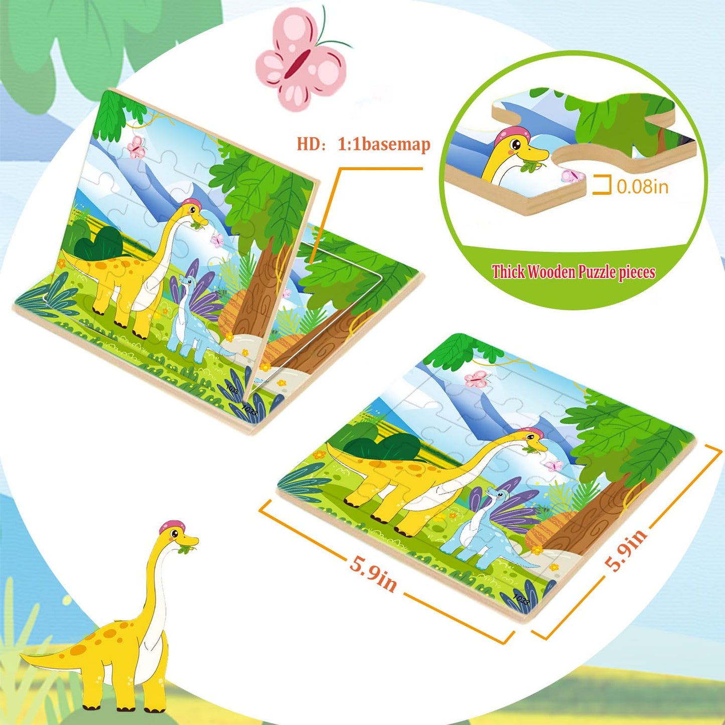 Puzzles For Kids Ages 4-6, 10 Pack Of 20 Piece Wooden Jigsaw Puzzles For Toddlers Ages 3-5 Jigsaw Puzzle For Toddler Children Le