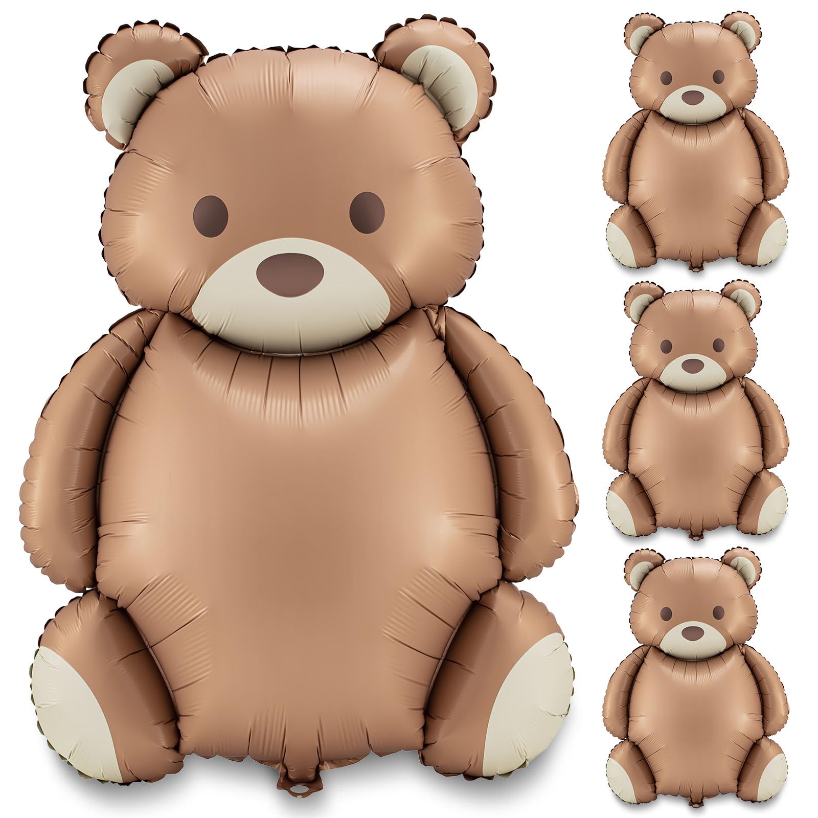 Simgoing 12 Pcs 21x35 Big Brown Bear Balloons Matte Cartoon Bear Foil Birthday Balloons for Home Decor Jungle Animal Farm Safa