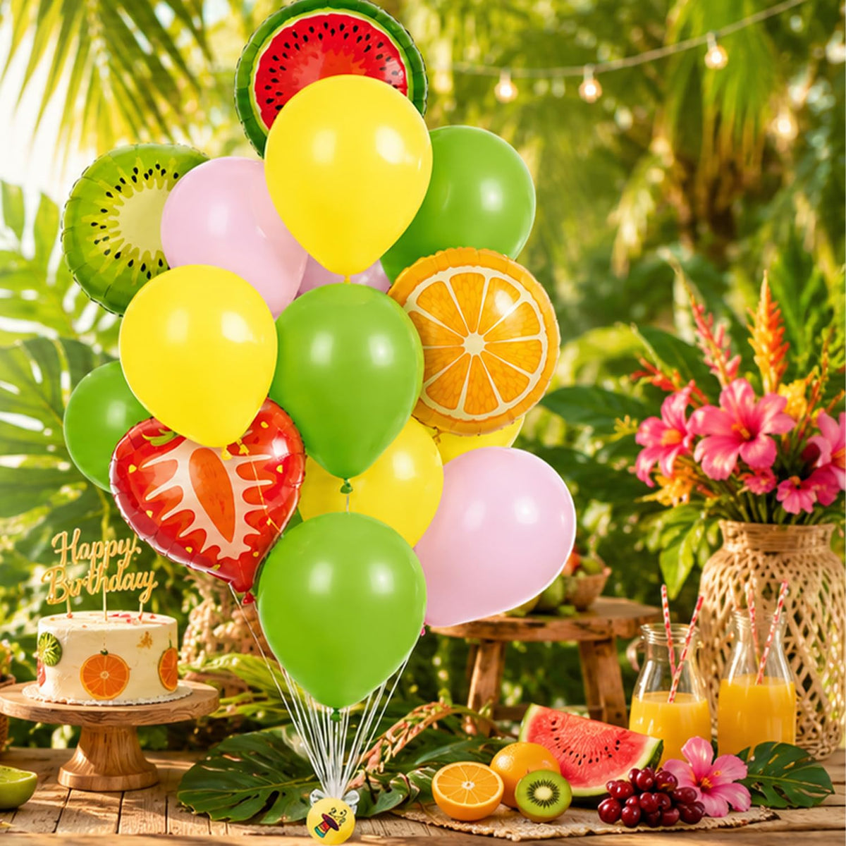 Atpata Funky Fruit Theme Foil Balloons/Fruit Balloons Set Multicolour