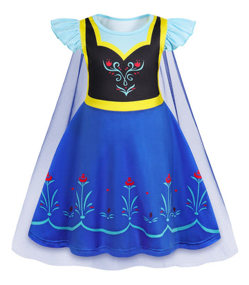 Wonderbabe Princess Costume For Girls Snow Queen Fancy Dress Up Clothes Princess Dress With Cape For Halloween Snow Party Cospla