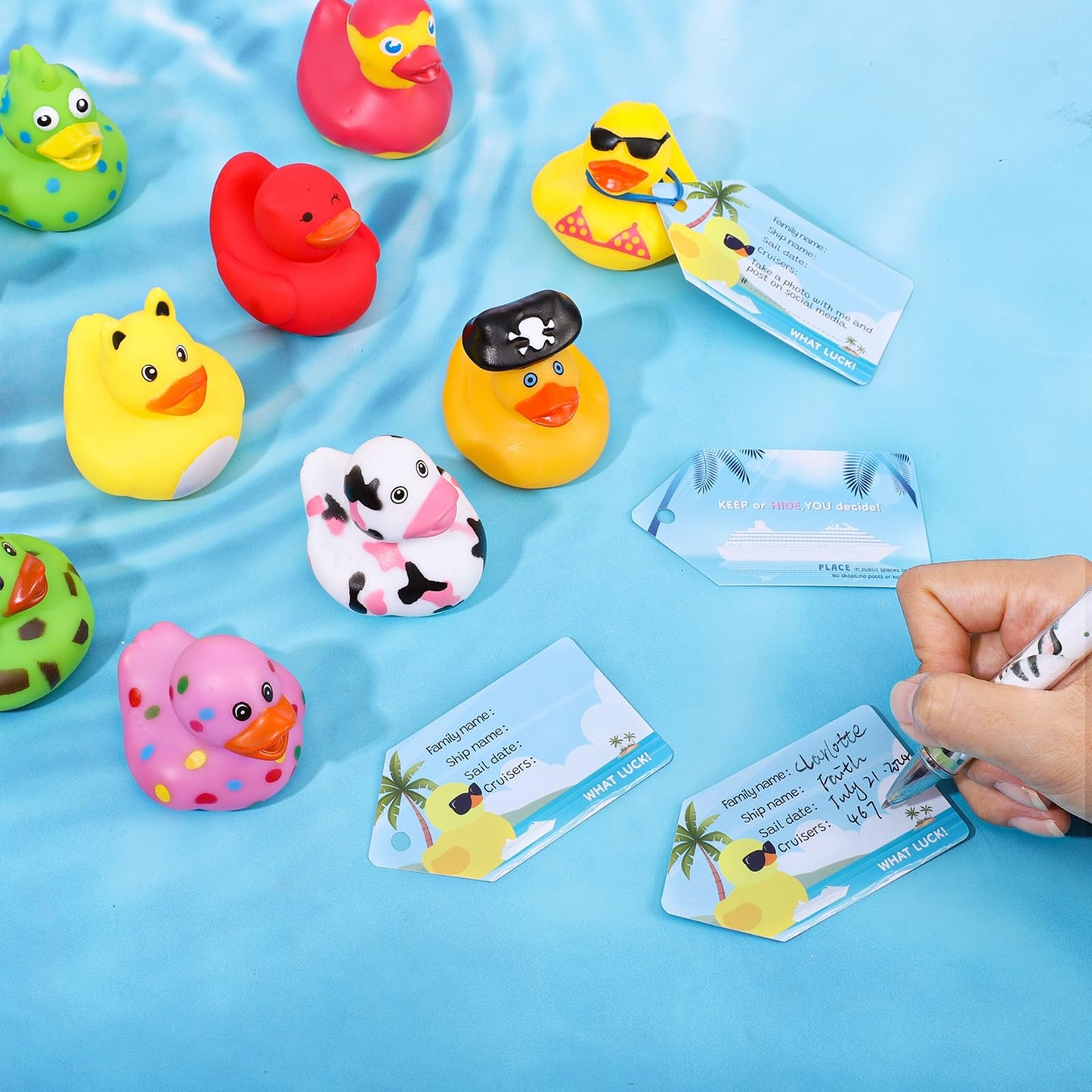 60 Pcs Cruise Duck Tags Kits Includes 20 Pcs Cruise Ducks And 20 Pcs Cruise Duck Tags With 20 Pcs Rubber Bands, Cruising Rubber