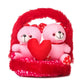 QTM Couple Love Teddy Bears in Heart Basket | Birthday, Valentines Day, Teddy Day, Hug Day Gift for Your Spouse, Girlfriend, Boy