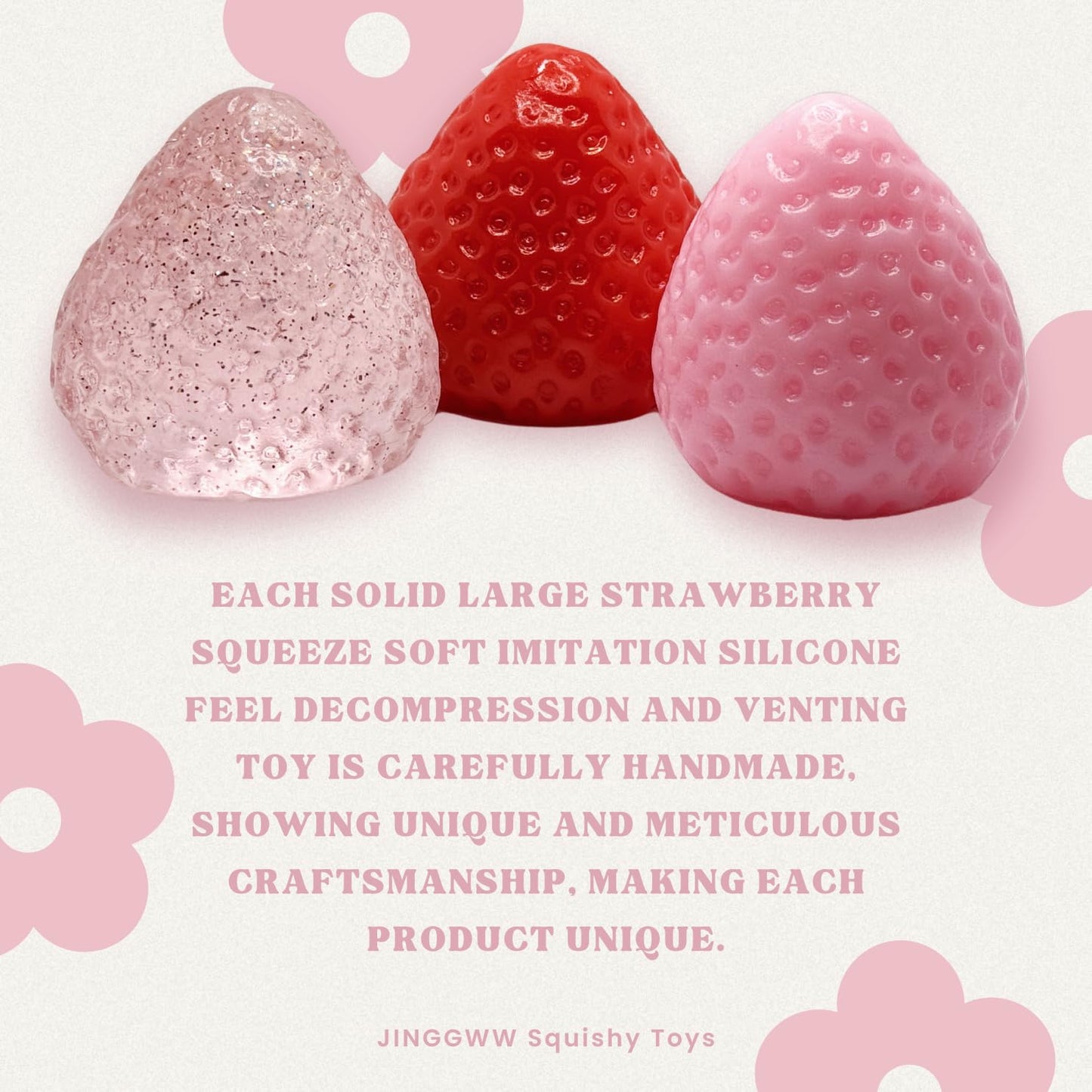 Handmade Strawberry Taba Squishy Toys, Cute Strawberry Squeeze Toys, Kawaii Strawberry Squishies Fidget Toys, Strawberry Jelly S