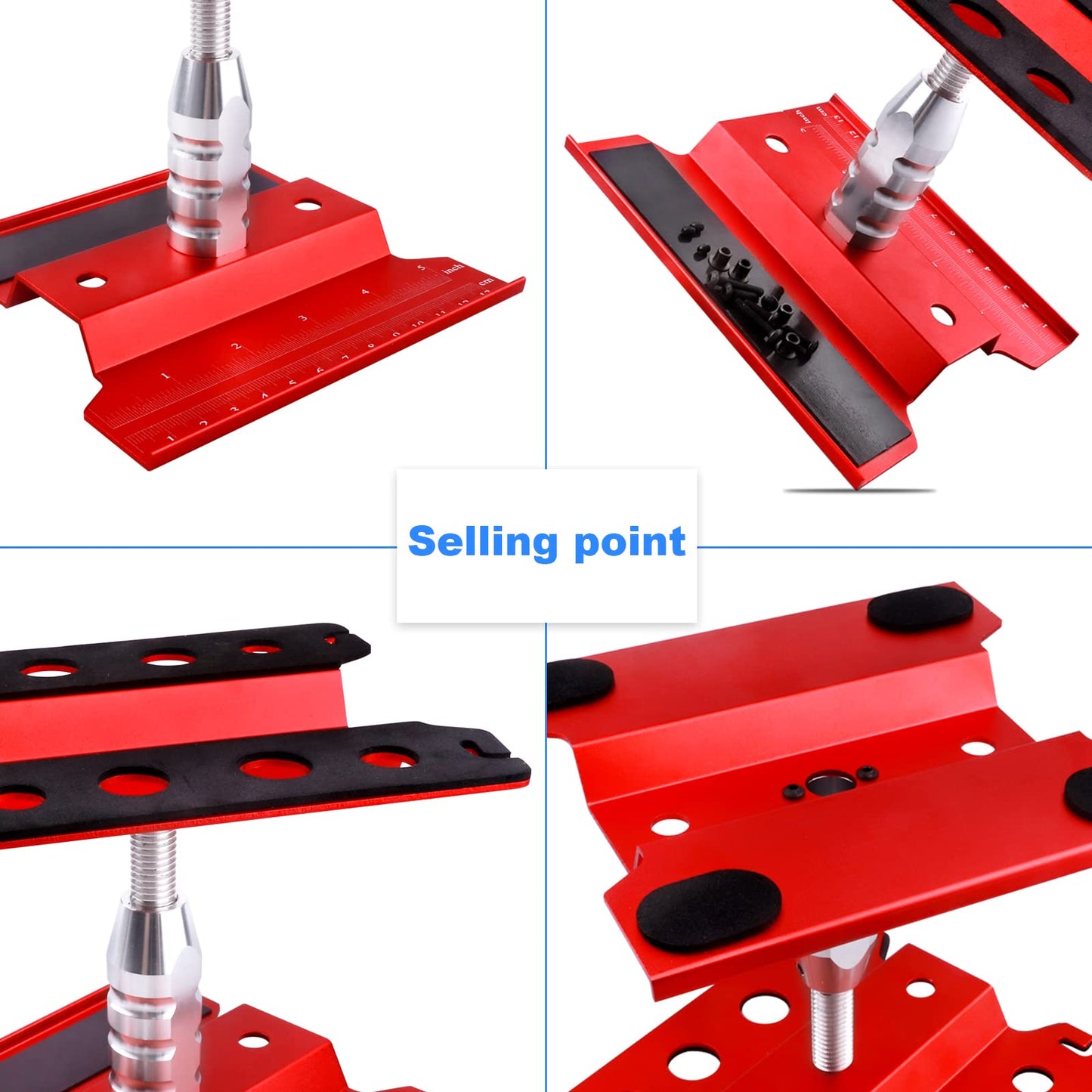RC Car Work Stand Repair Workstation Aluminum Alloy 360 Degree Rotate w/Screw Kit & Screw Tray, Wheel Wrench Repair Tools for 1/