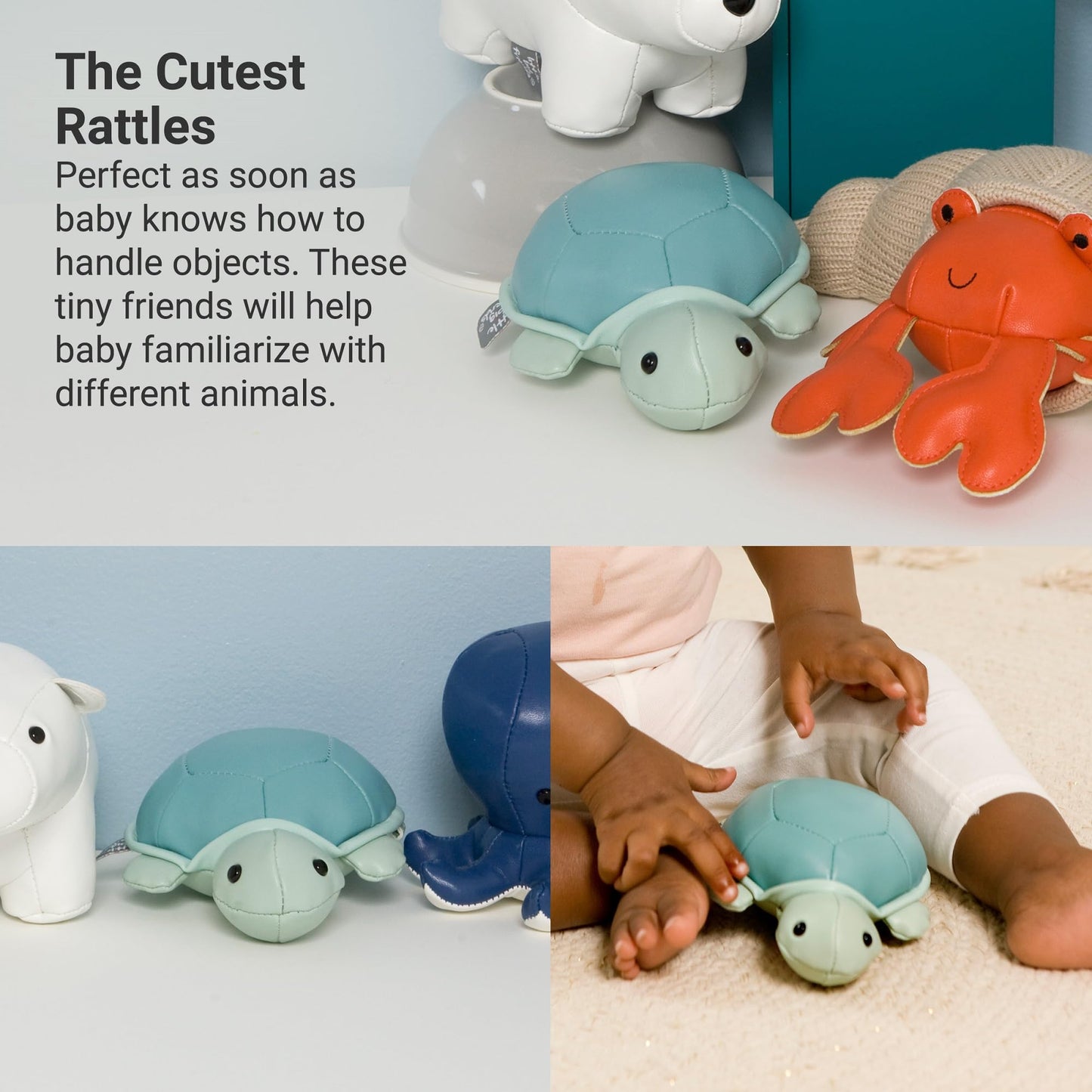 Little Big Friends Tiny Friends | Rattle Toy | Special Stuffed Animal | Easy To Clean | Emilie The Turtle