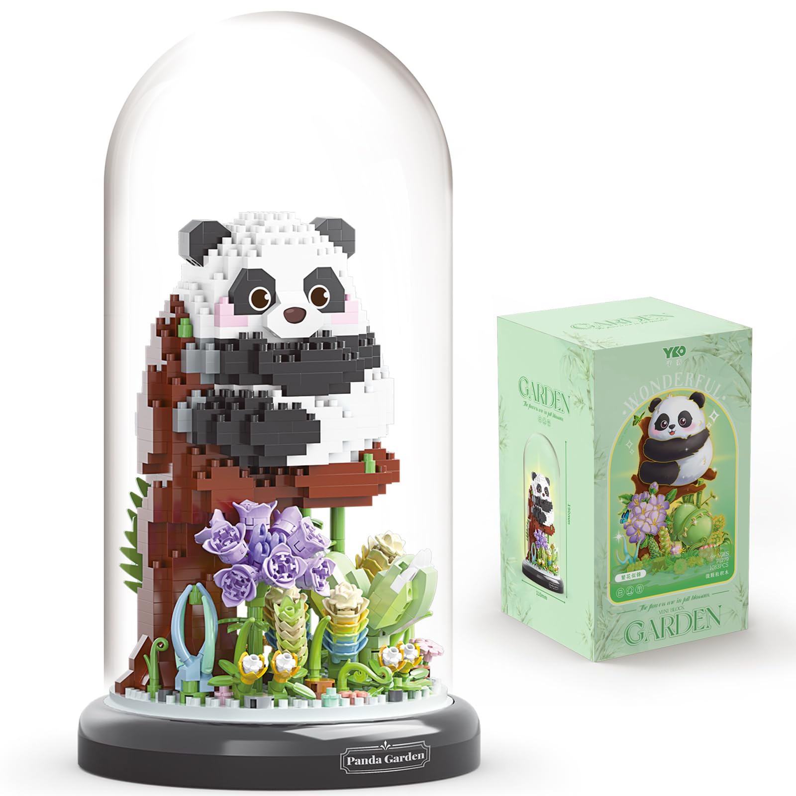 QARULUS Panda Flower Building Set for mature-themed Party Favors for Kids Animal Building Blocks Plant Friend Set Bonsai Tree Valentines New Year Easter Birthday Gift for Boys Girls Age 6-12+(Panda Succulent)