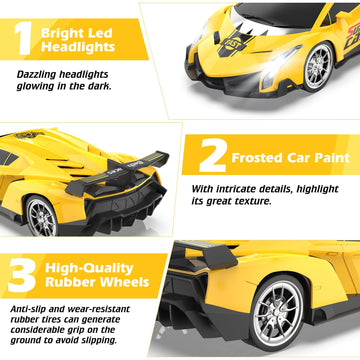 Growsland 2023 Remote Control Car, RC Cars for Kids 1:18 Electric Toy Car Hobby Racing Car Toys with Lights & Controller, Christ
