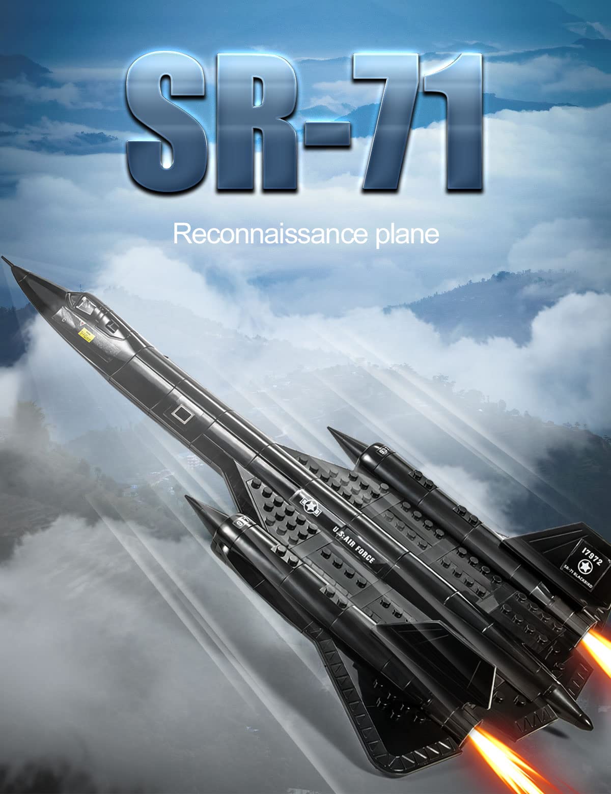 SEMKY Military Series SR-71 Reconnaissance Aircraft Jet Blackbird Air Force Building Block Set (183 Pieces) -Building and Military Toys Gifts for Kid and mature-themed